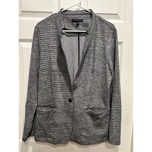 Banana Republic Womens Blazer Jacket Gray Textured Single Button Size L Academia